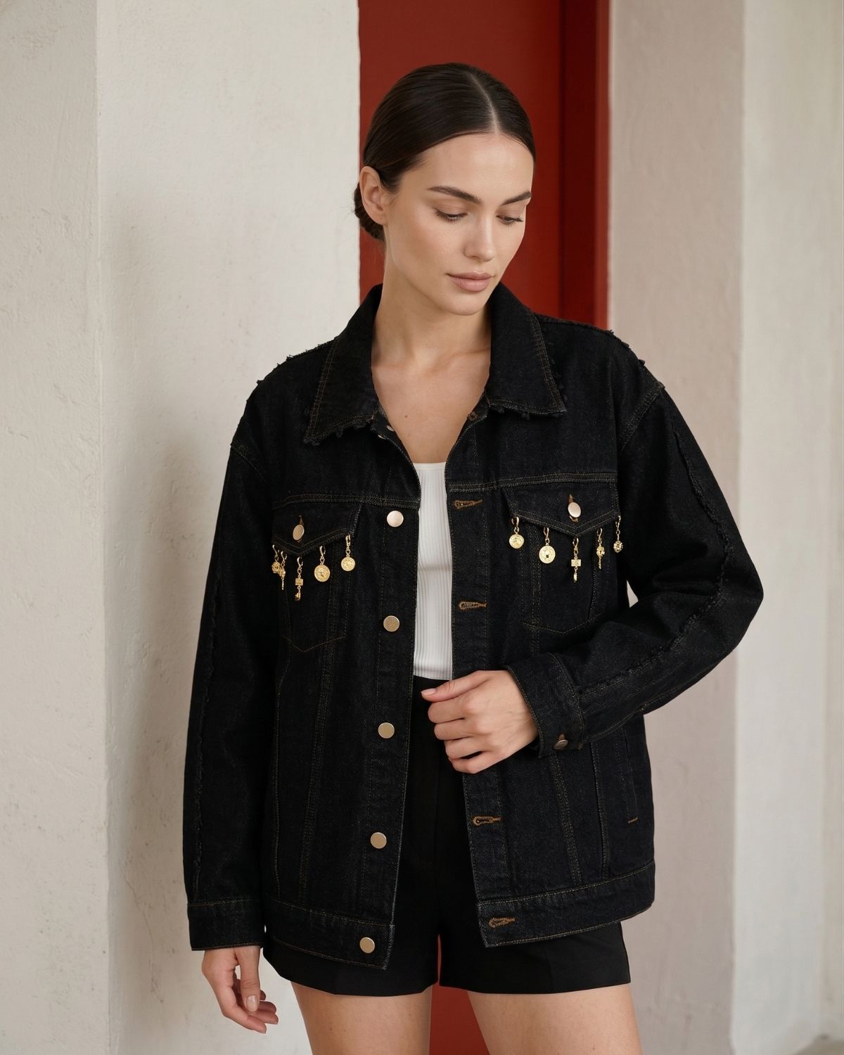 Oversized Denim Jacket +6 Charms