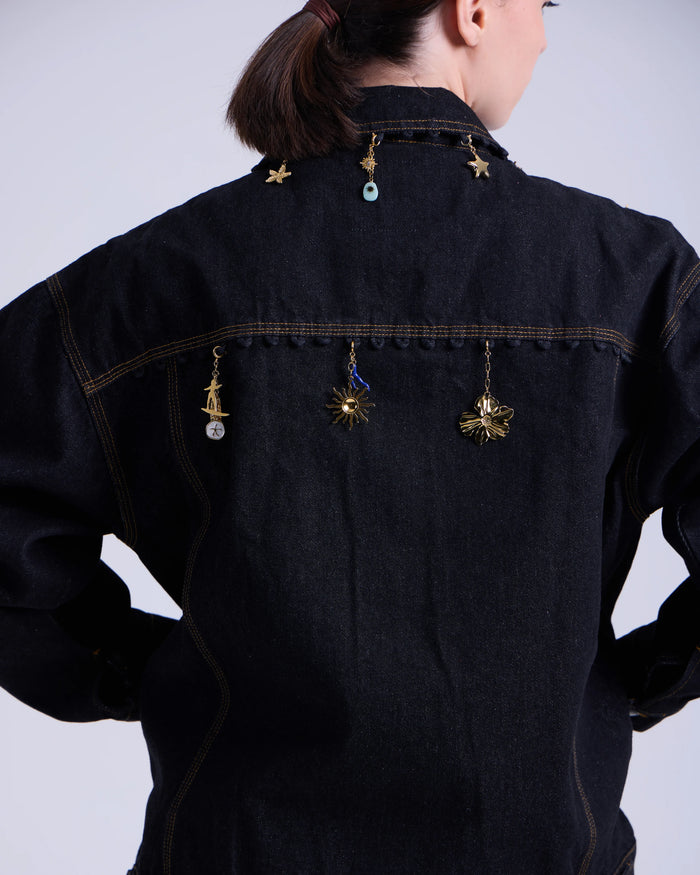 Oversized Denim Jacket +6 Charms
