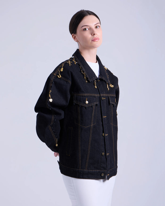 Oversized Denim Jacket +6 Charms